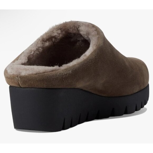 La Canadienne Toujours Stone Oiled Suede Size 7 -7.5 Mule Clog Shearling NWOB $3 - Picture 7 of 10